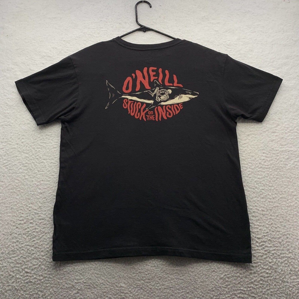 O'neill Graphic T-Shirt Mens Medium‎ M Modern Fit Black Shark Skeleton Red Surf